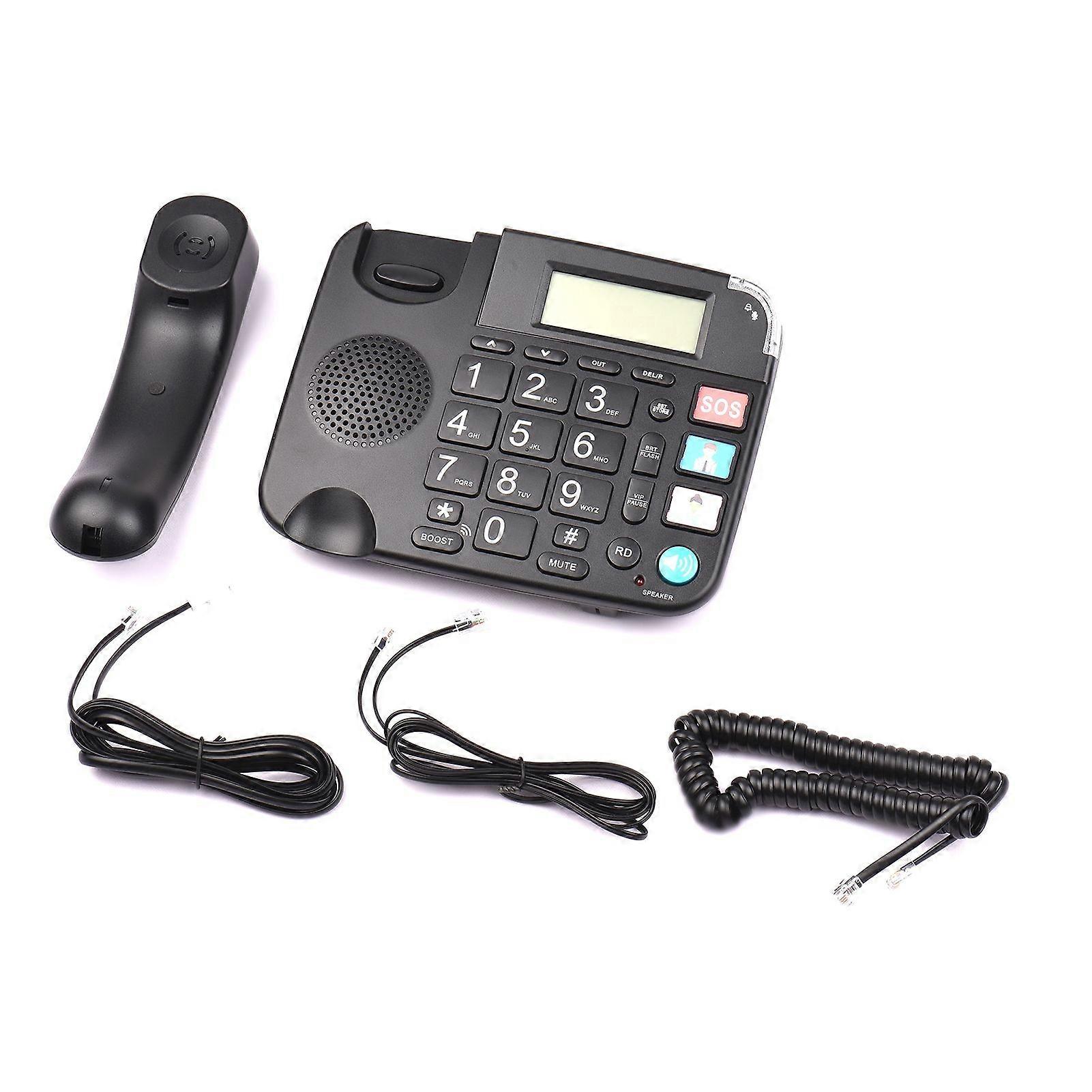 Black Corded Phone with Big Button Desk Landline Phone Telephone Support Hands-Free/Redial/Flash/Speed Dial/Ring Volume Control for Elderly Seniors Ho