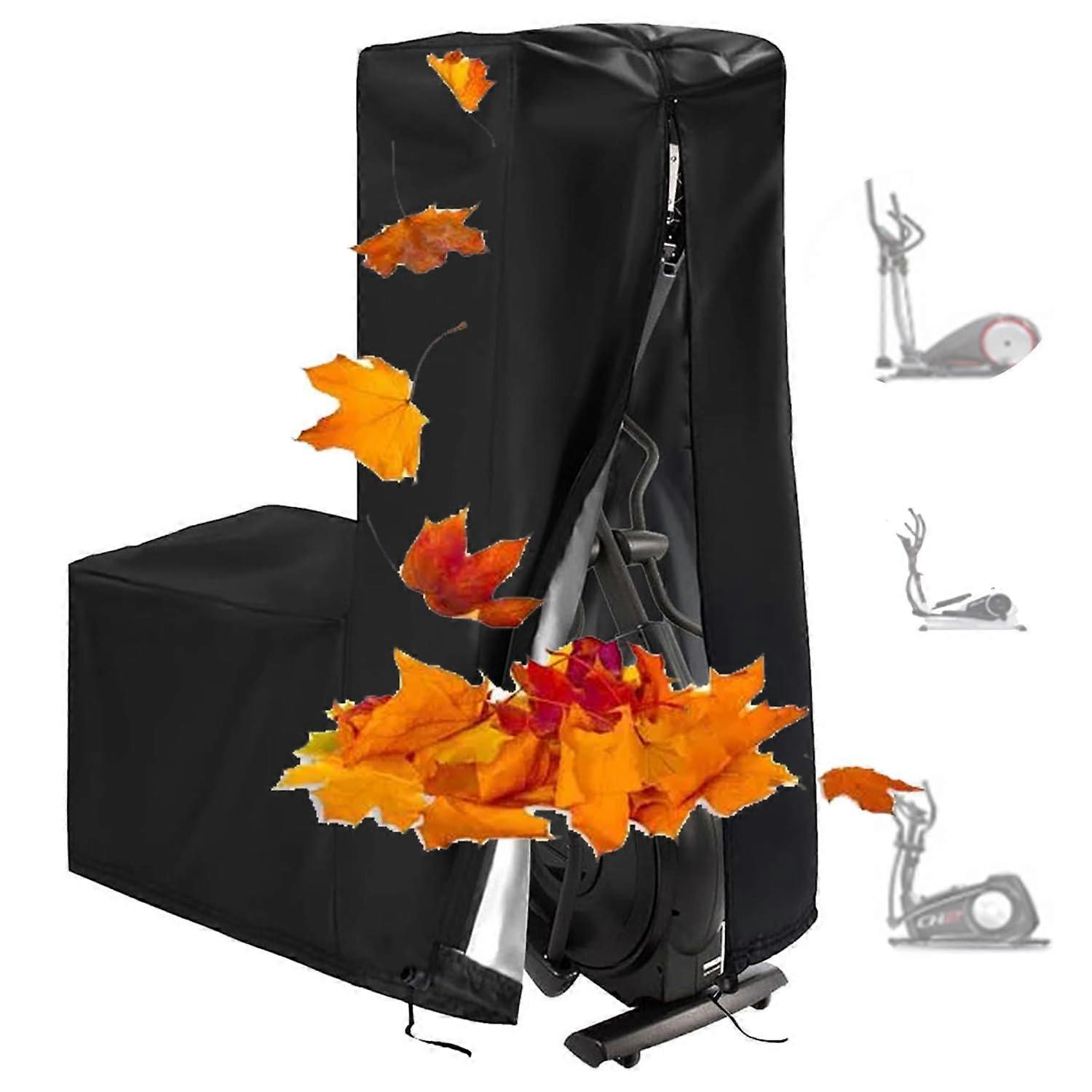 Elliptical Waterproof Machine Covers Cross Trainer Cover With Zipper Windproof Drawstring 420D Black 87 x 51 x 153 cm