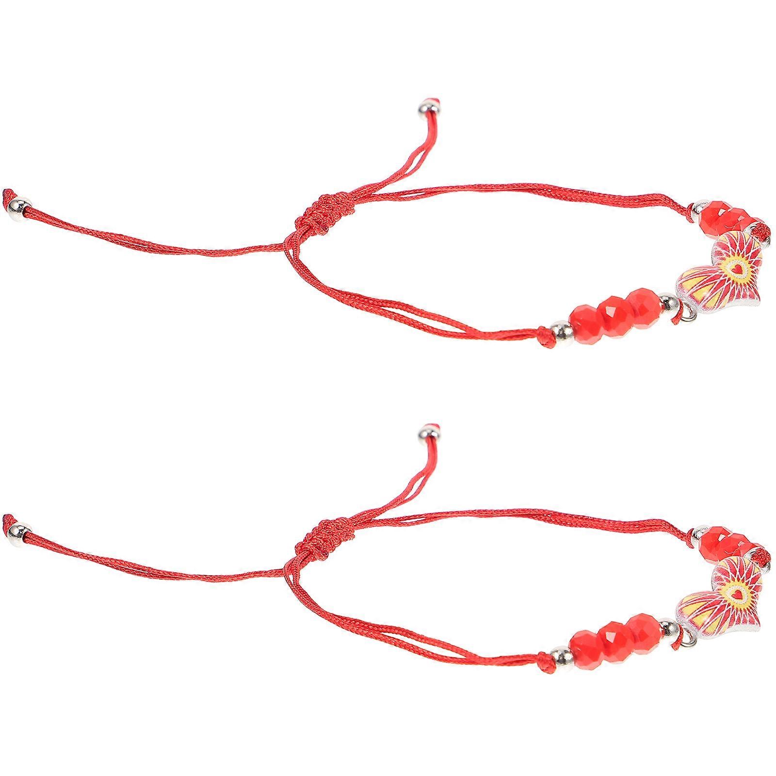 Evil Eye Bracelet Hand Woven Bracelet Adjustable Bracelets 6Pcs Red Beaded