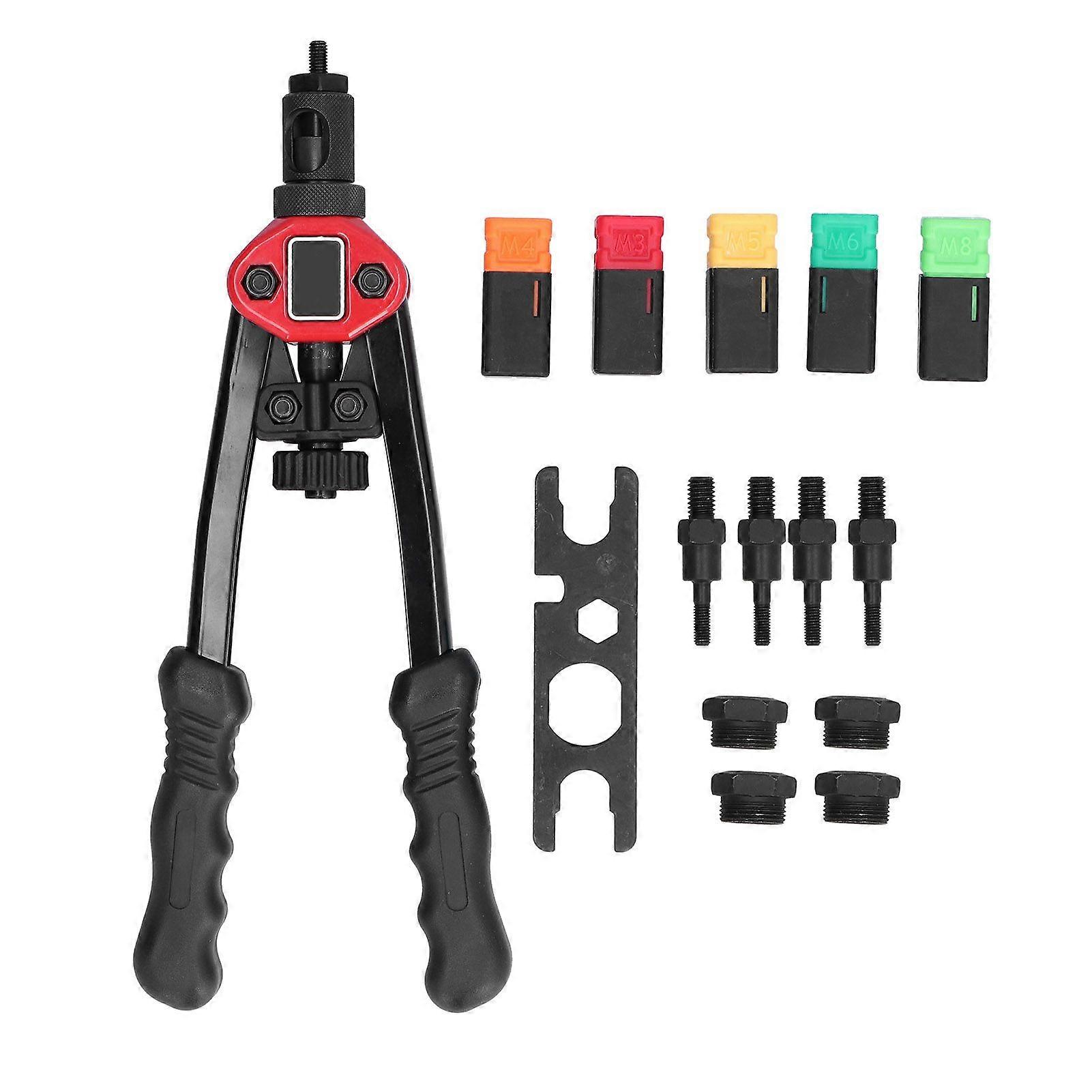 Rivet Nut Gun Stainless Steel Hand Riveting Tool with Tip M3 M4 M5 M6 M8 Nut Kit BT606