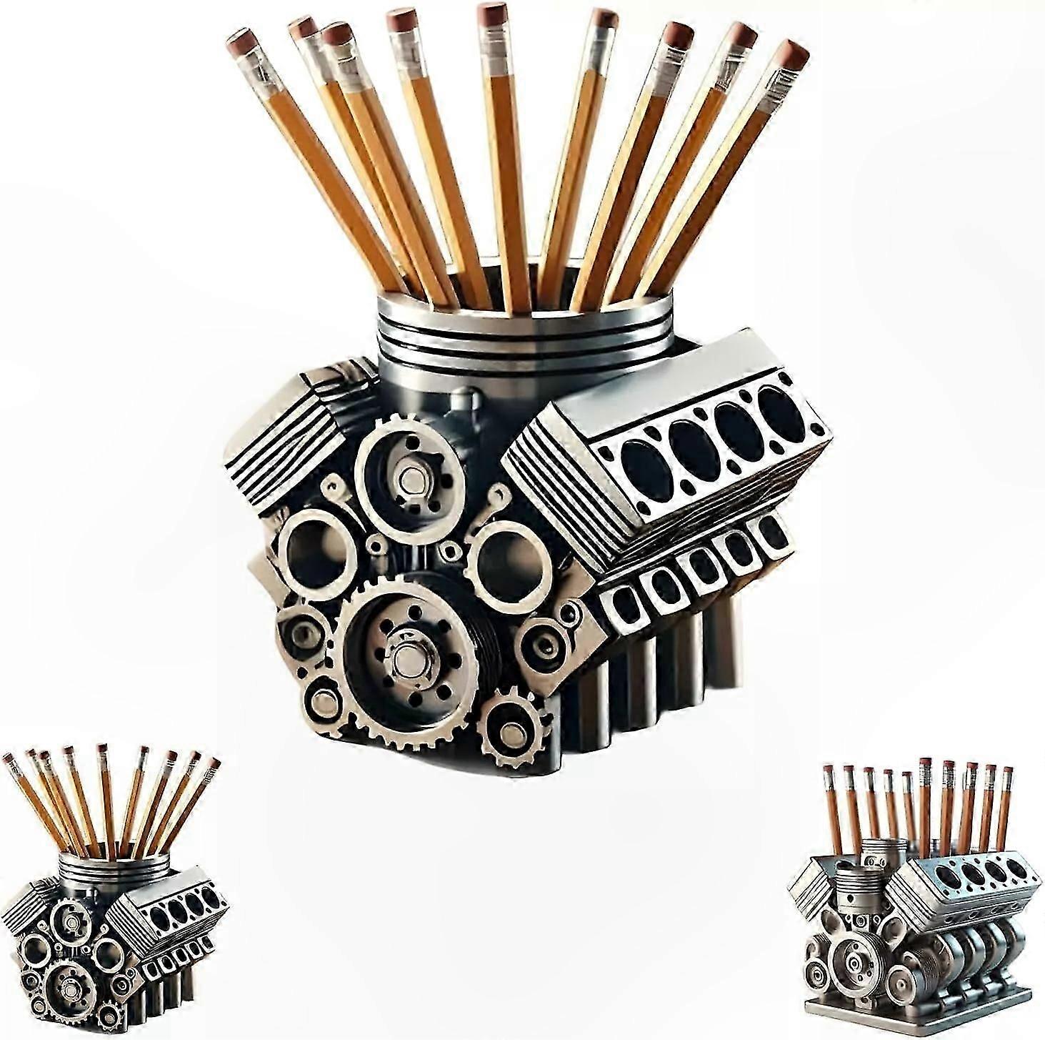 Desk Organizer with V8 Engine Design Pen Pencil Holder for Office Use