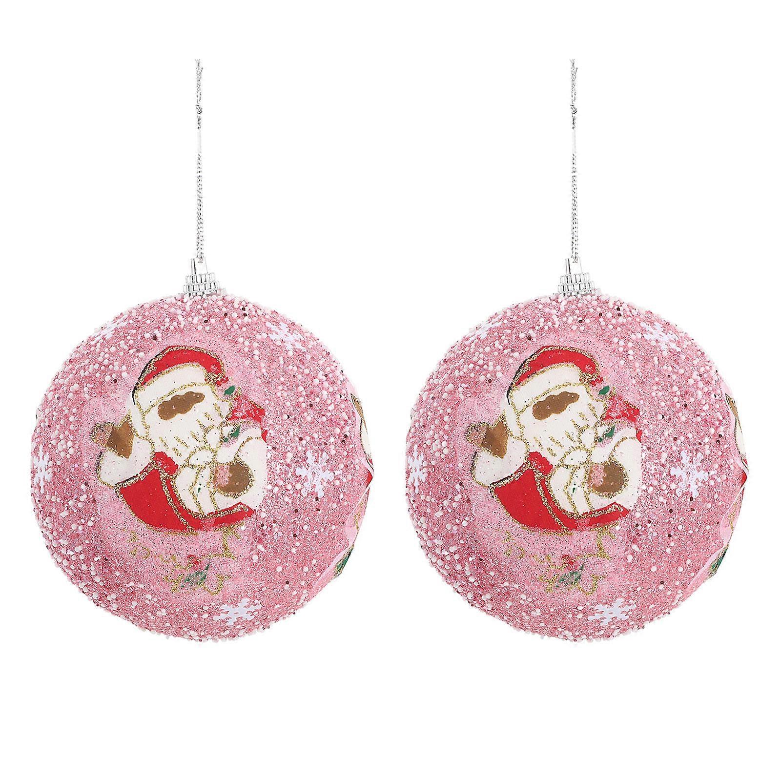 Tree Hanging Decor for Decoration 2Pcs Pink Glitter Xmas Tree Pendants