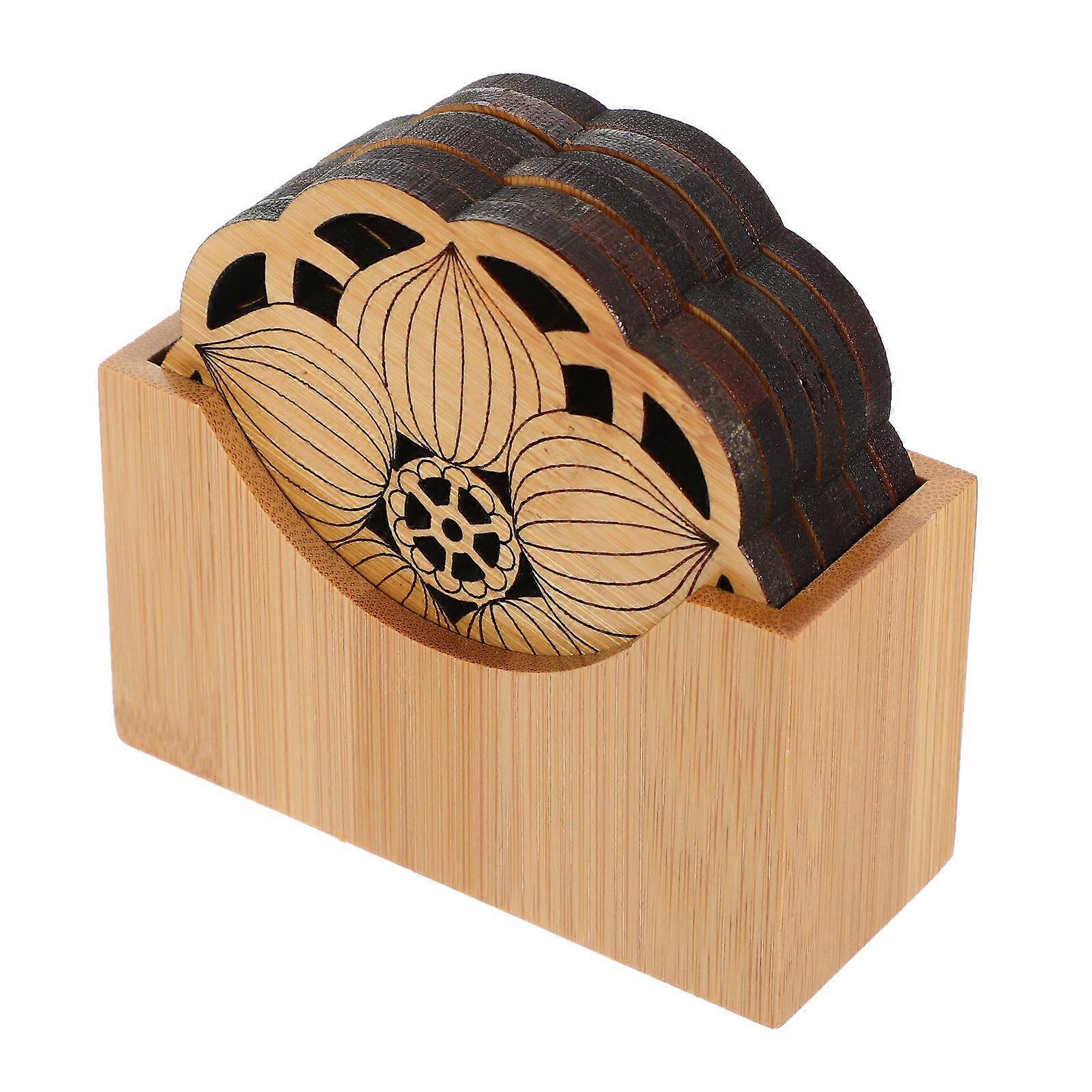 Bamboo Coaster Lotus Coaster for Tea Protection 3Sets with Holder