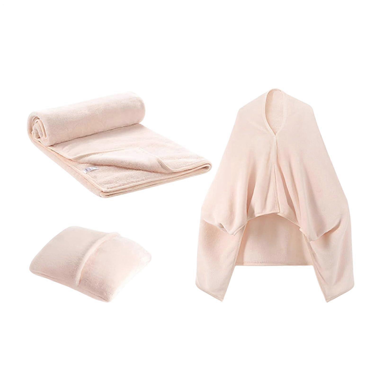 Travel Blanket and Pillow Plush Flannel 2In1 Set For Travel, Portable Airplane Blanket, White Throw With Carry Bag