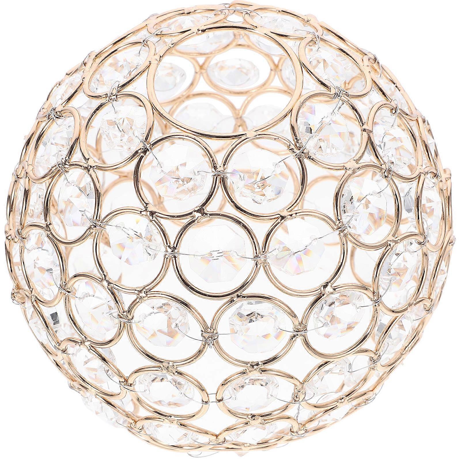 Round Diffuser Lamp Golden Ceiling Light Cover 11X11X11CM Iron Crystal Home Lighting Accessory 1Pc