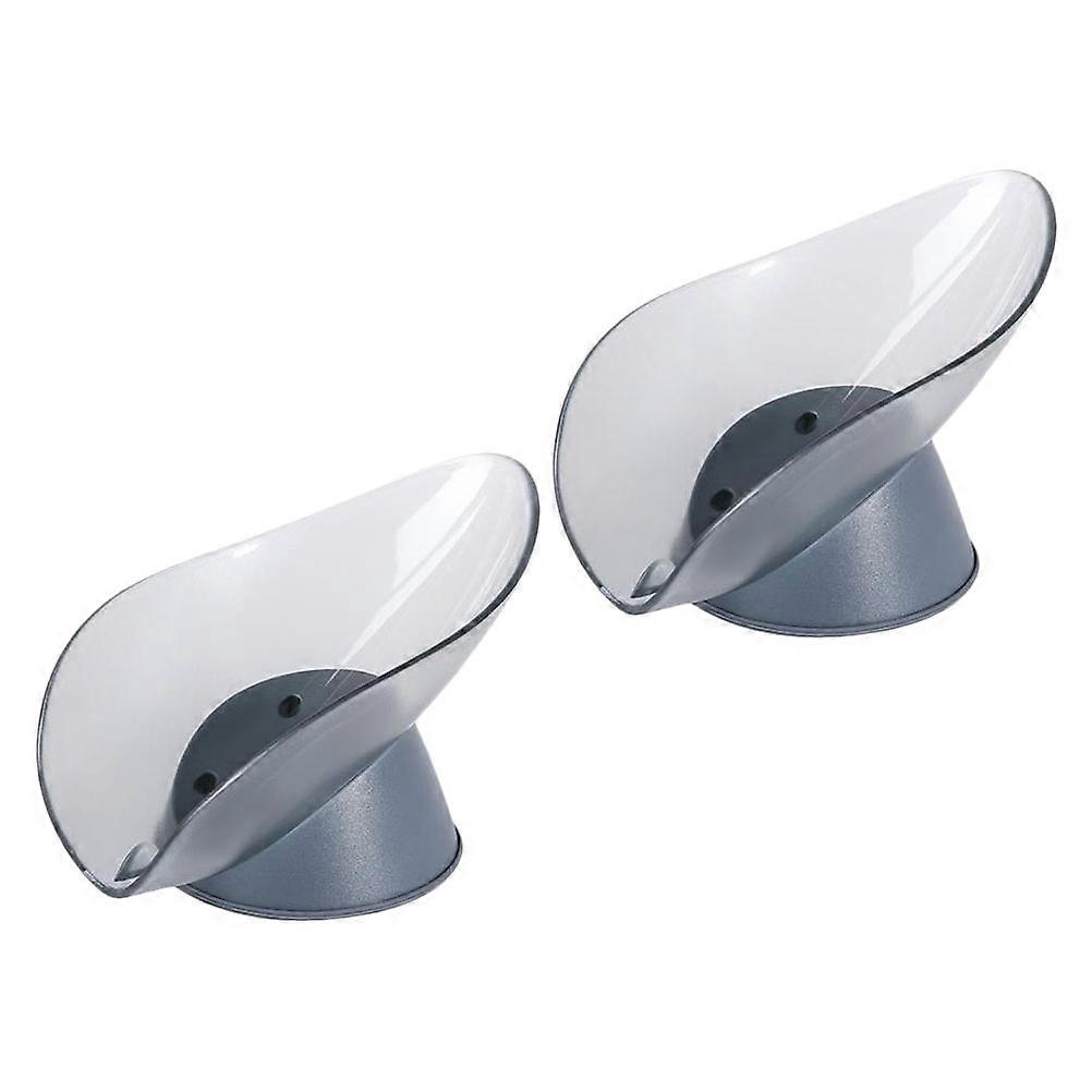 Self Draining Soap Dish 2Pcs Innovative Design For Household Users Blue Color Compact Water Draining