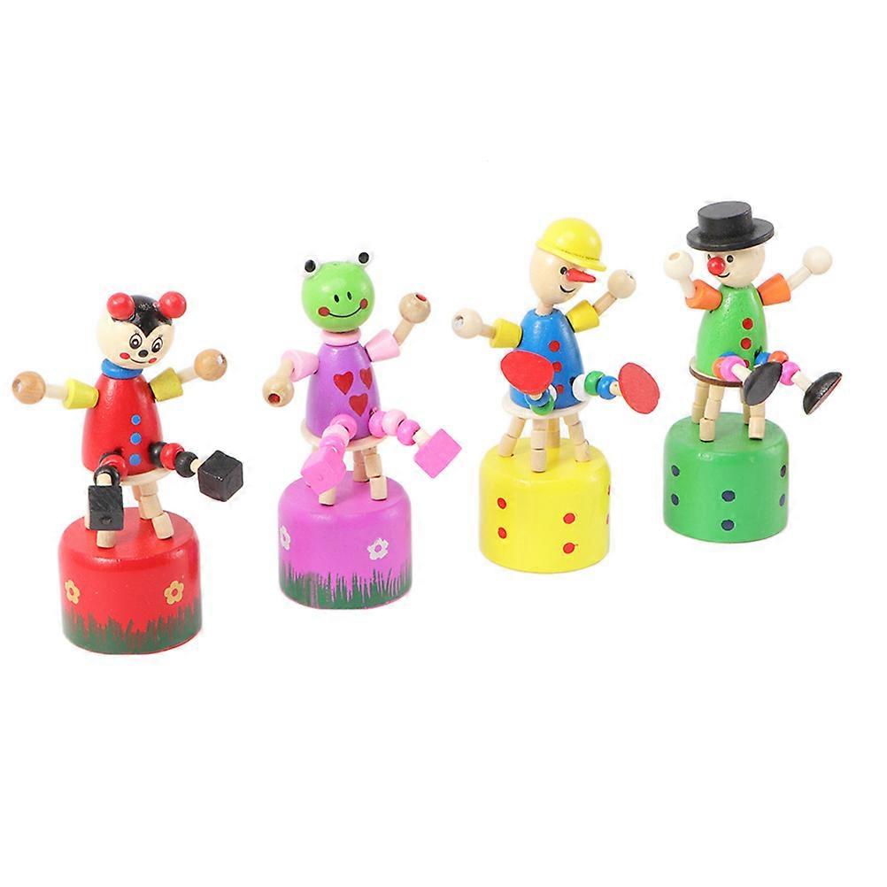 Wooden Clown Modeling Ornament for Decor 4Pcs Table Decorations