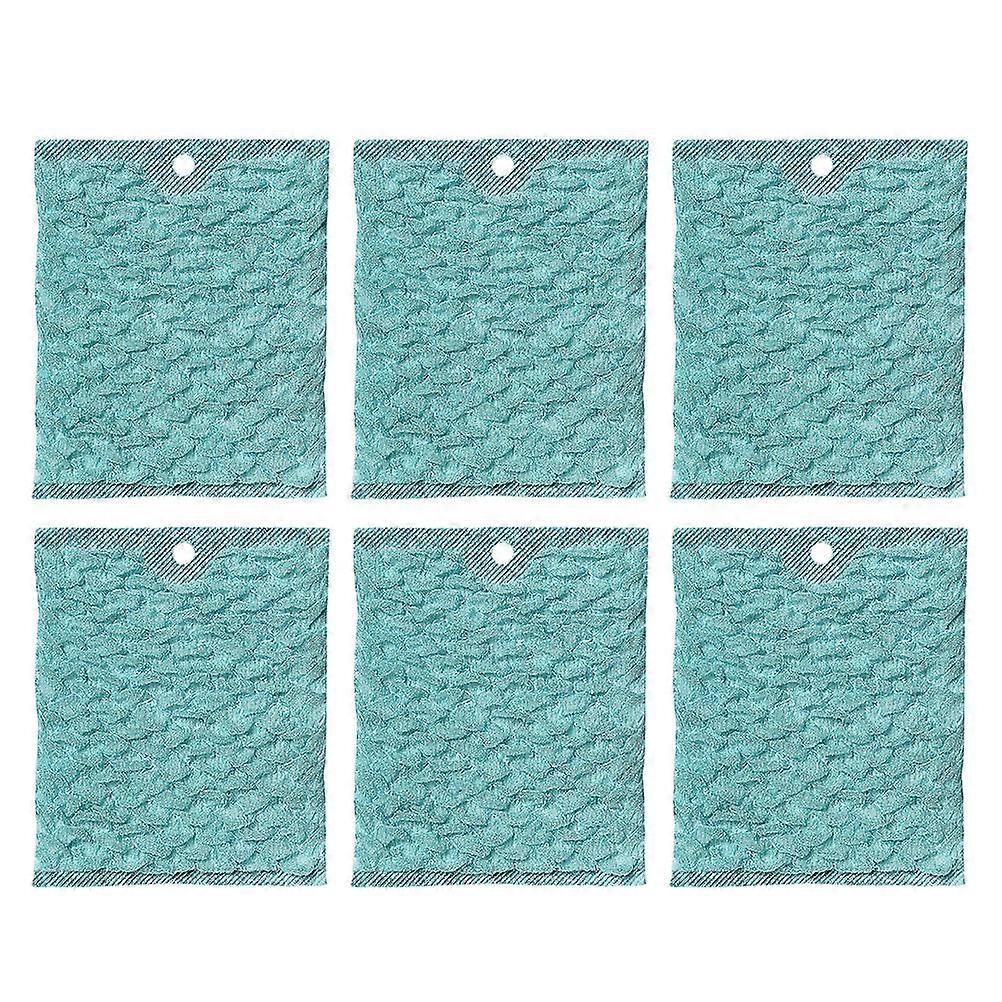 6Pcs Practical Green Dish Wash Towels Perfect For Kitchen Cleaning Household Use Rectangular Shape 13X10.5Cm