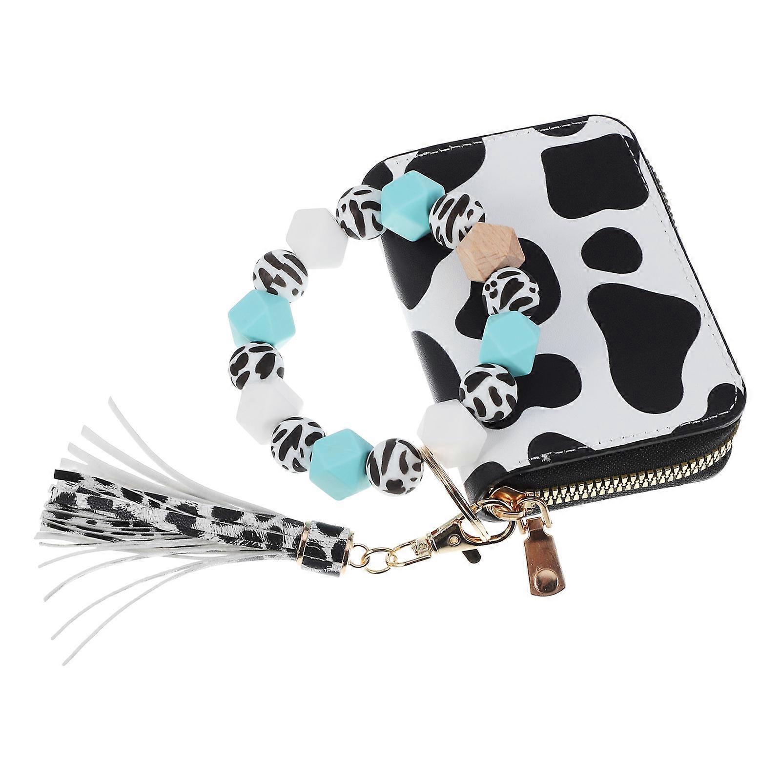 Chic Multi Color Cow Print Keychain Wallet For Women Perfect For Everyday Use With Card And Cash Storage 1 Set