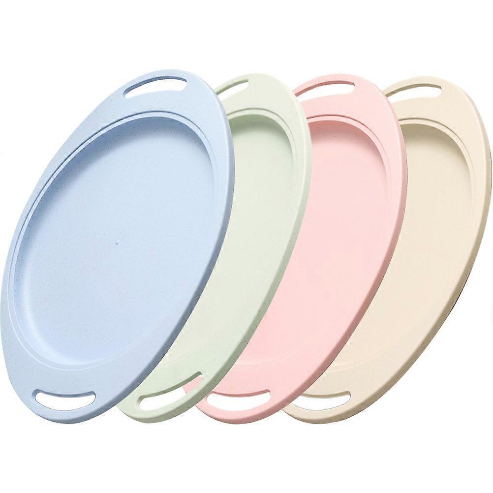 Serving Dish Square Plate Family Restaurant Assorted Color Straw Material Prevent Splashing 4Pcs