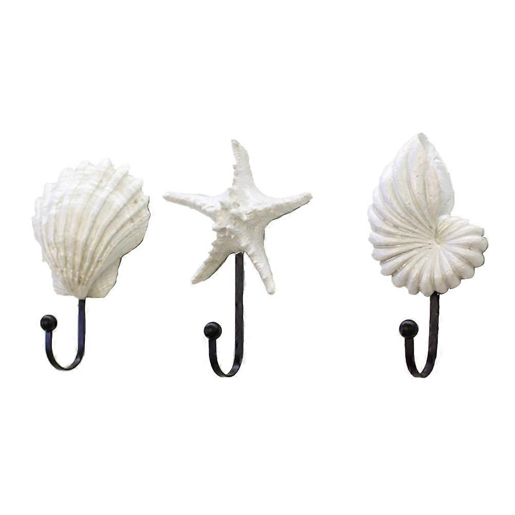 Home Hooks Resin Clothes Hooks for Hanging 6Pcs Mediterranean Style White