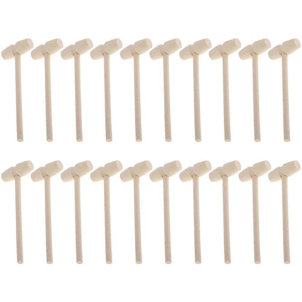 Beige Mini Hammer Solid Wood Hitting Hammer Toys for Knocking Use 60Pcs