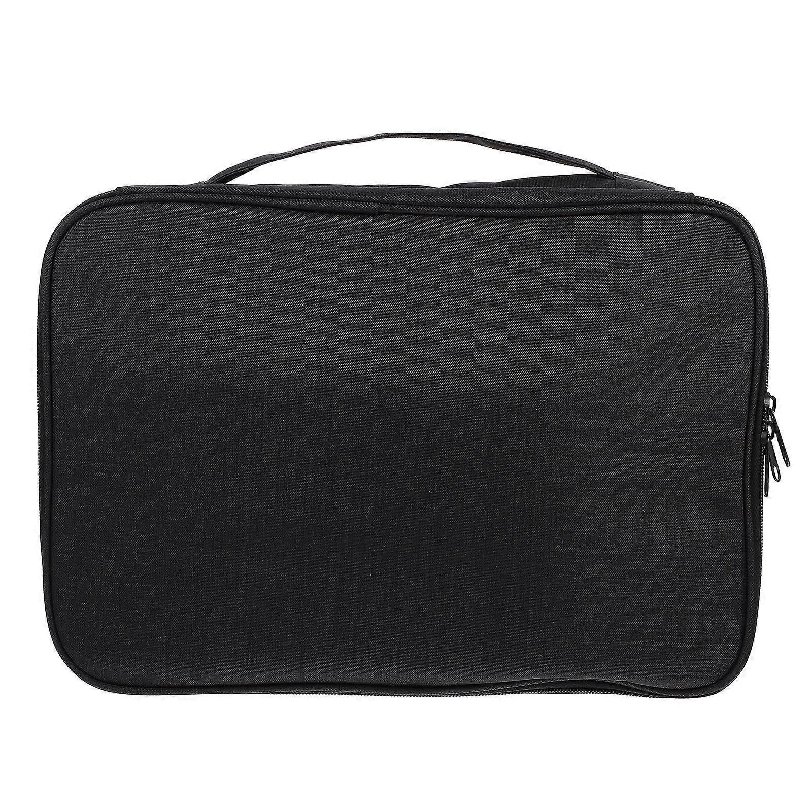 Document Organizer Multi-Layer Design File Storage Case Document Bag Portable Organizer Bag Daily Use Black 10X28X37CM 1Pcs