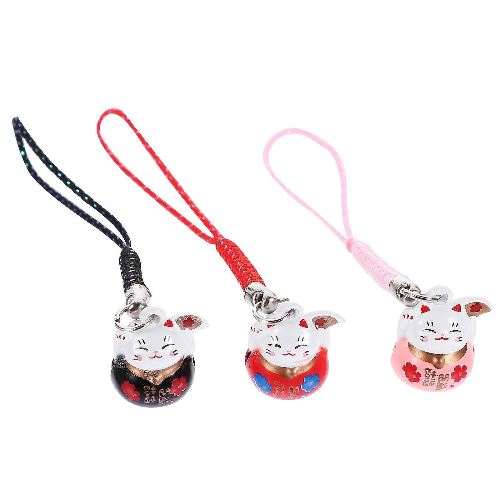 Ceramic Fortune Cat Keychain Phone Hanging Accessory for Decor 9Pcs