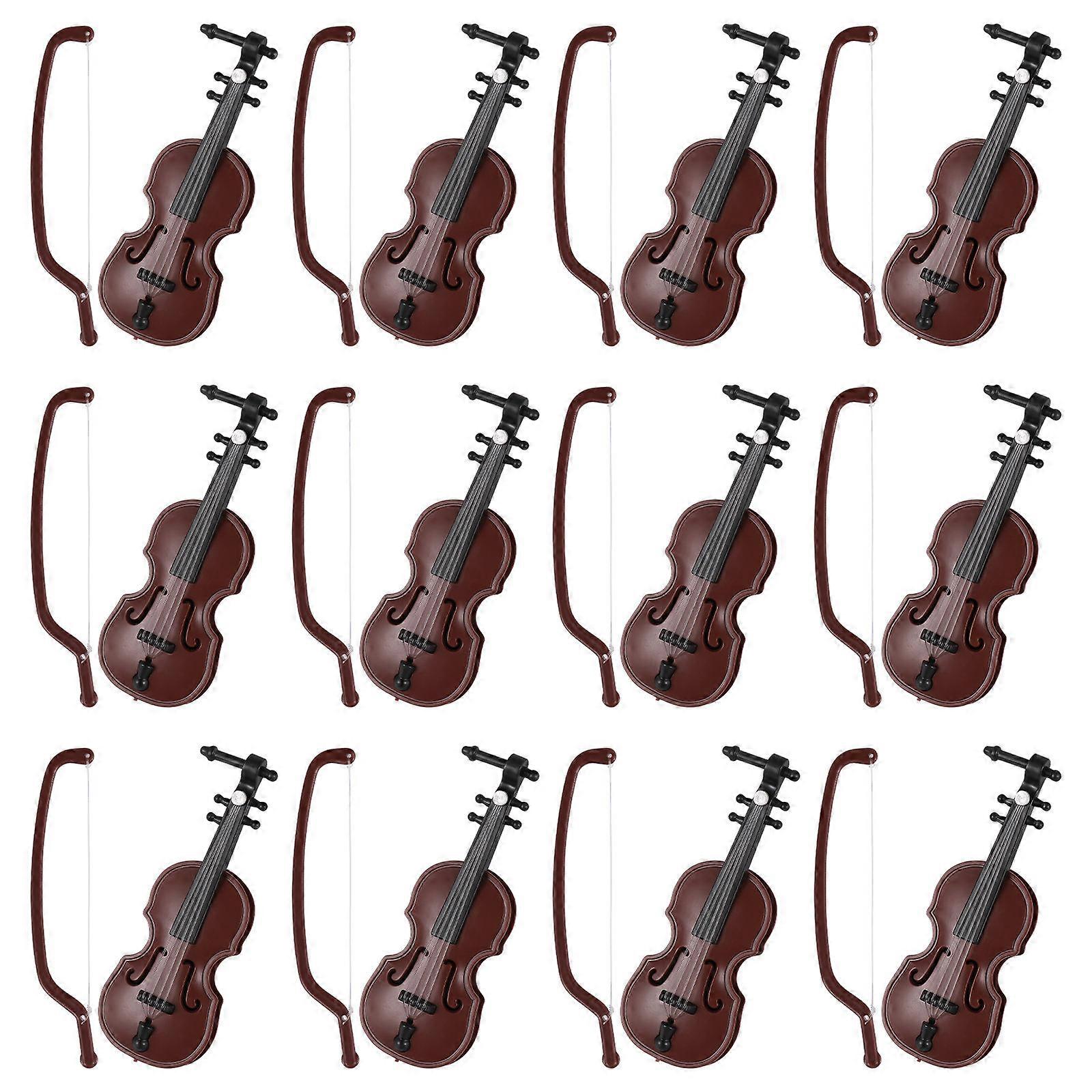 Mini Violin Model for Decoration 36Sets Coffee Color Desktop Ornament