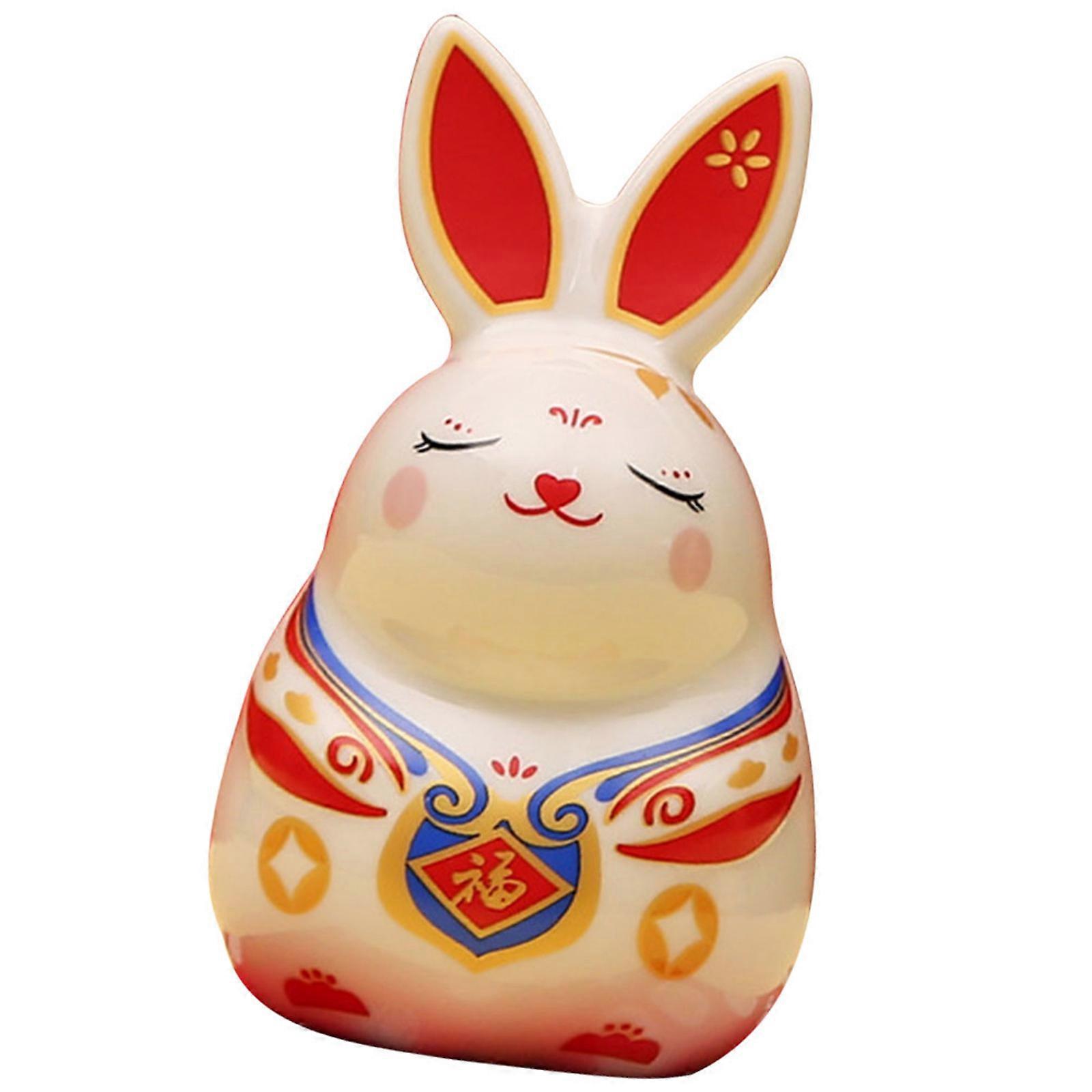 Rabbit Shaped Saving Jar Ceramic Figurine Suitable For Decorative And Gift Items 10X6.5X5CM 1Pack
