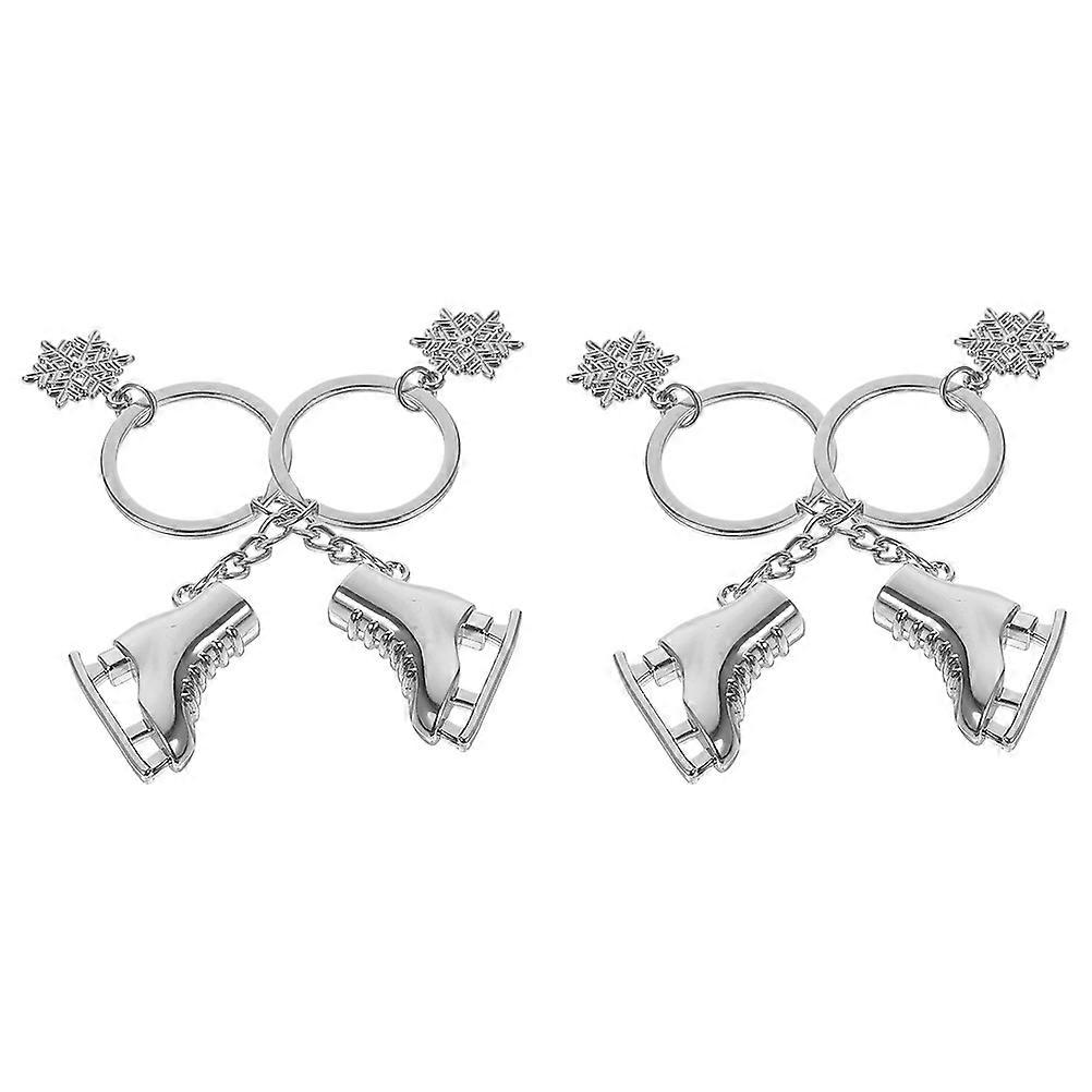 Skates Keychain Silver Metal Pendant Keychain for Backpack Decor 8Pcs