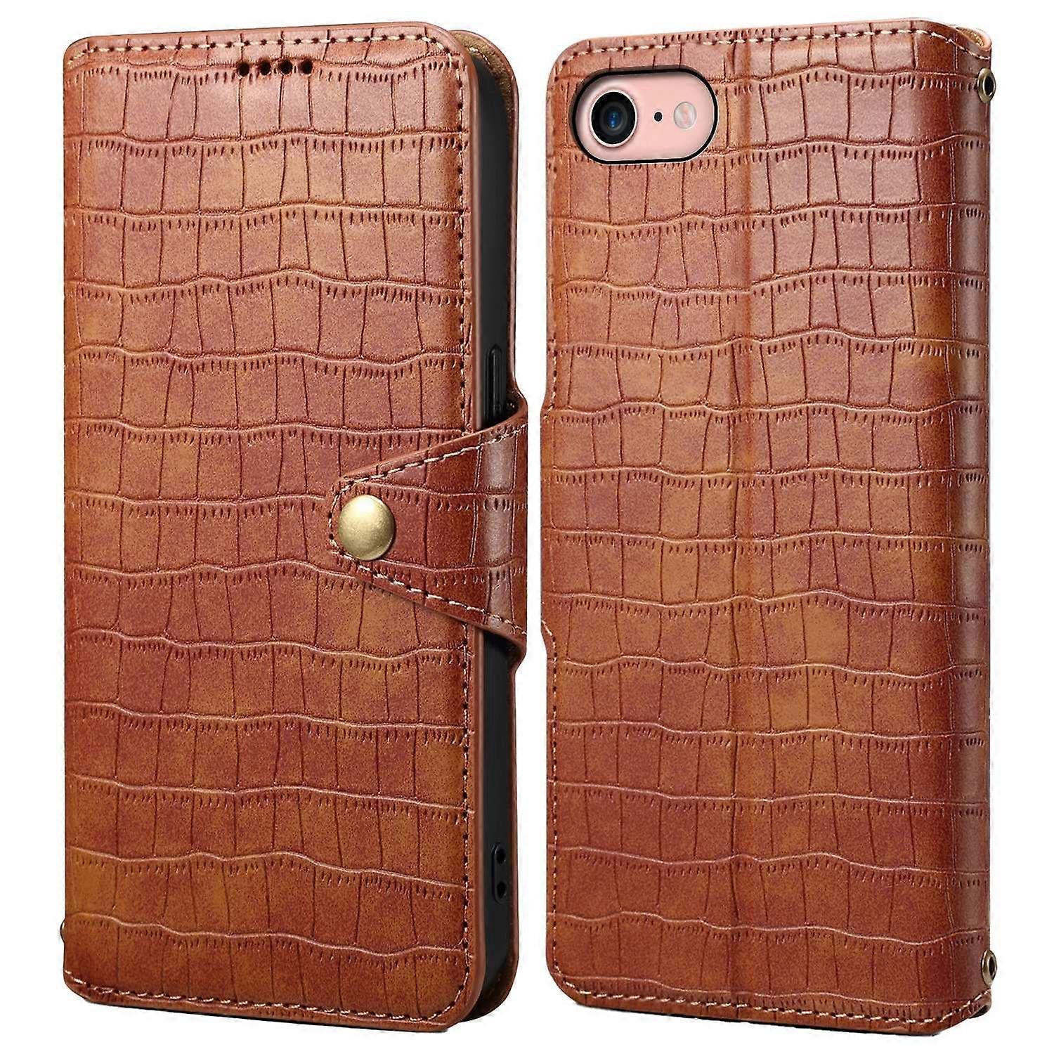 For iPhone 7 8 SE (2020) SE (2022) Case Folio Stand Feature Crocodile Texture Leather Phone Cover