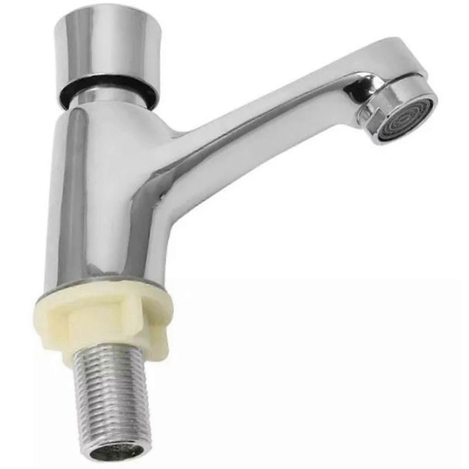 Time Delay Silver Faucet Single Tube Cold Water Tap for Public Use