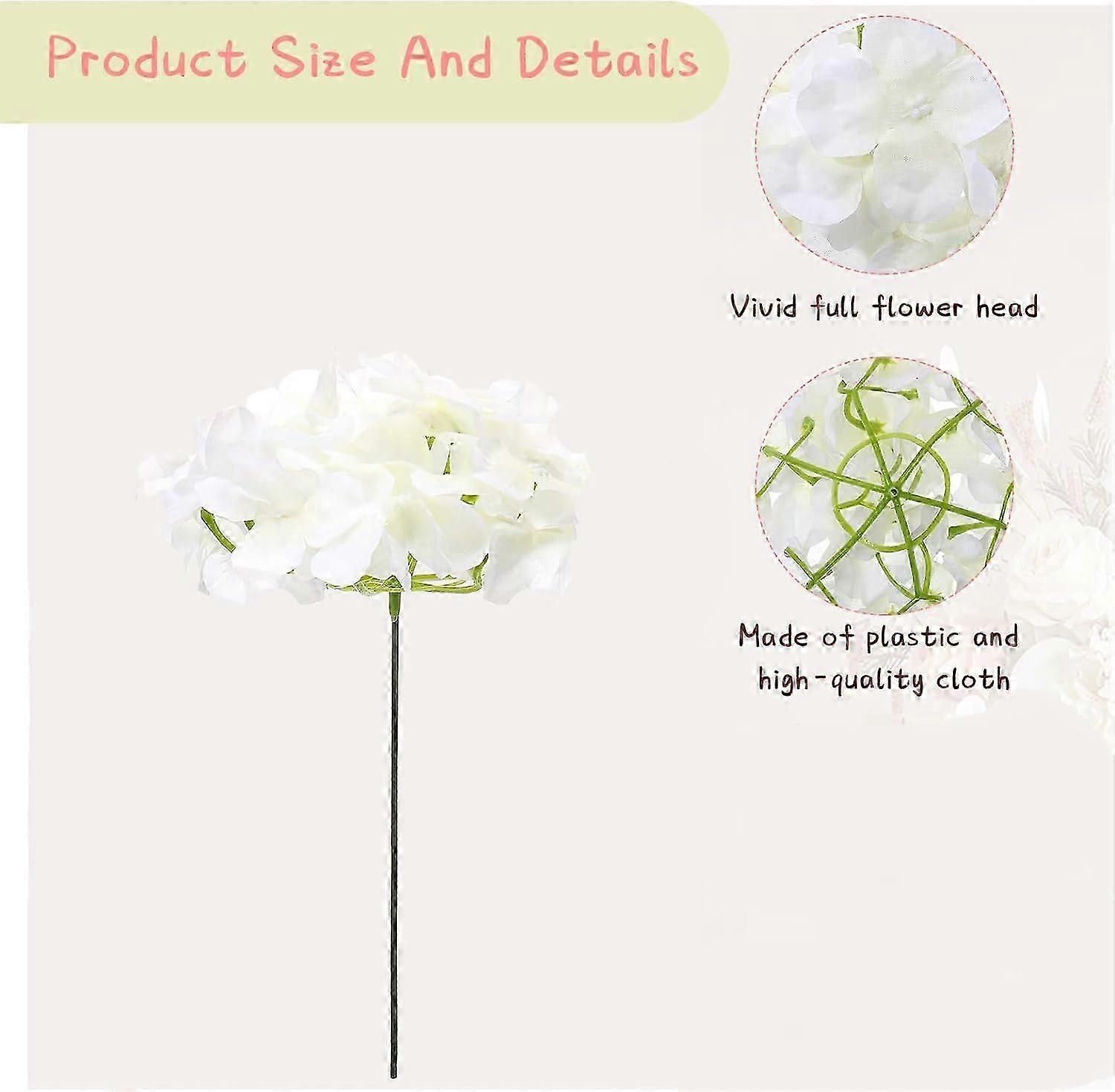3 Artificial White Hydrangea Flower Stems, No Leaf, 5 Heads 25-26