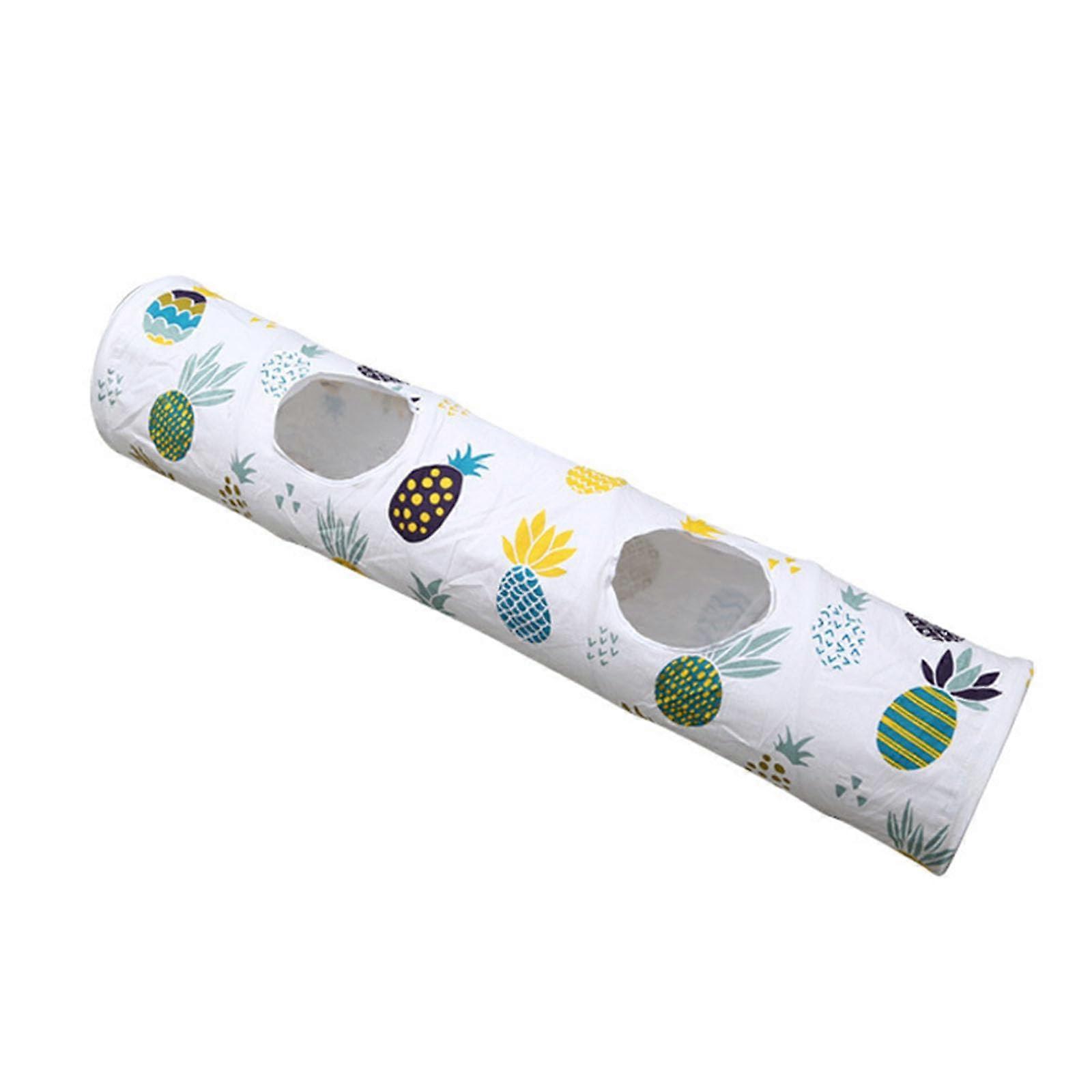 Tunnel 2Hole Toy With Furry Balls, Crinkle Tunnel Playtube, Colorful Prints