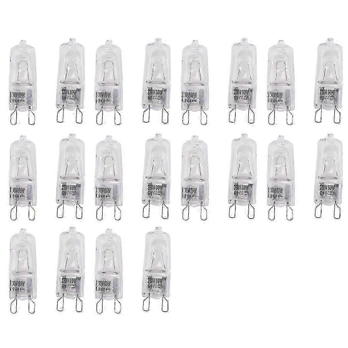 Lot de 20 ampoules halogènes G9, 25 W, transparentes, à intensité variable, 2 800 K
