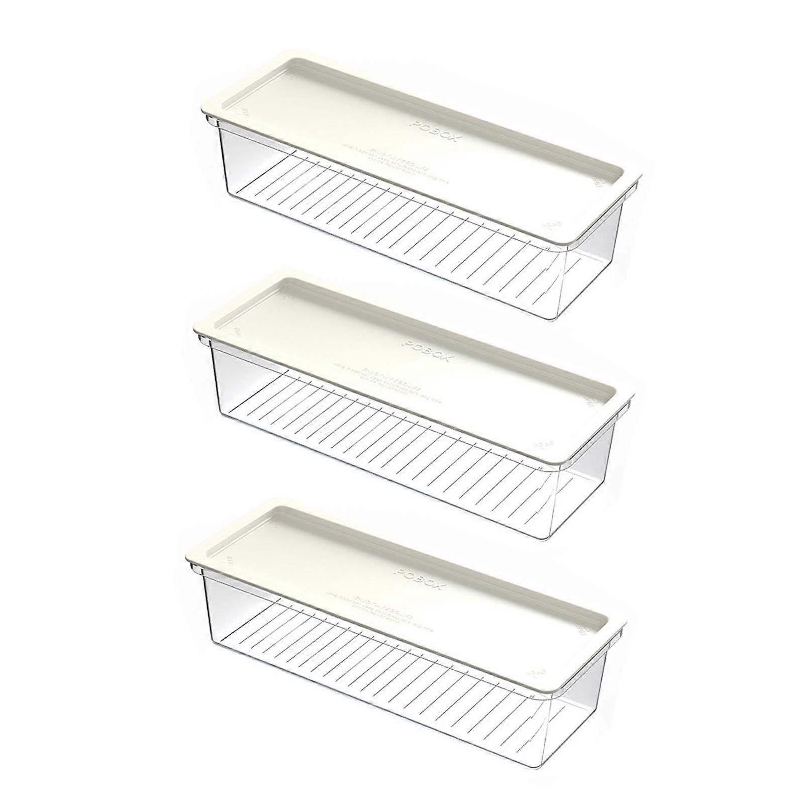Spaghetti Storage Container Organizer 3Pack Transparent Noodle Keeper White Lid Multifunctional Kitchen Storage
