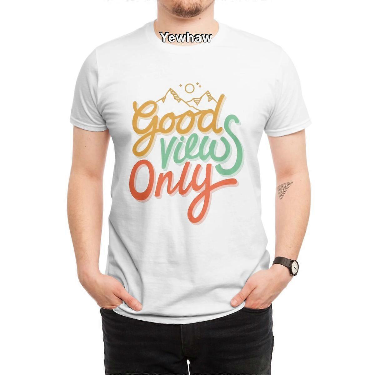Good View Only T-Shirt hand-lettered typography mountains modern script motivational