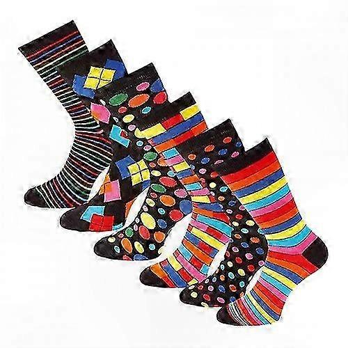 Men's Colorful Cotton Socks - Assorted Patterns (6-Pack)