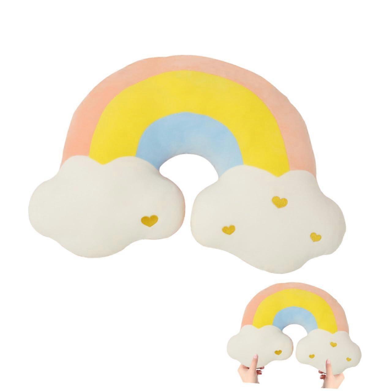 Rainbow Shape Plush Cushion Soft Polyester Plush Cloud Pillow For Sofa Bed Nursery And Home Decor