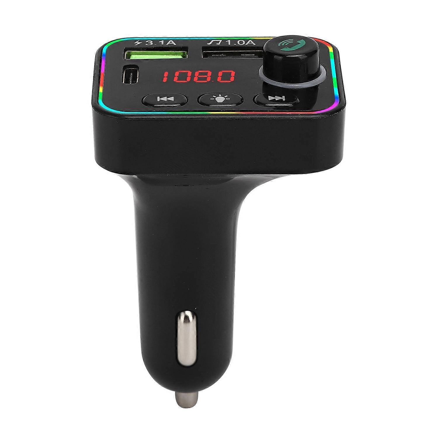 F4 Bluetooth FM Transmitter Multipurpose Car MP3 Player Car Charger with Colorful LED Light