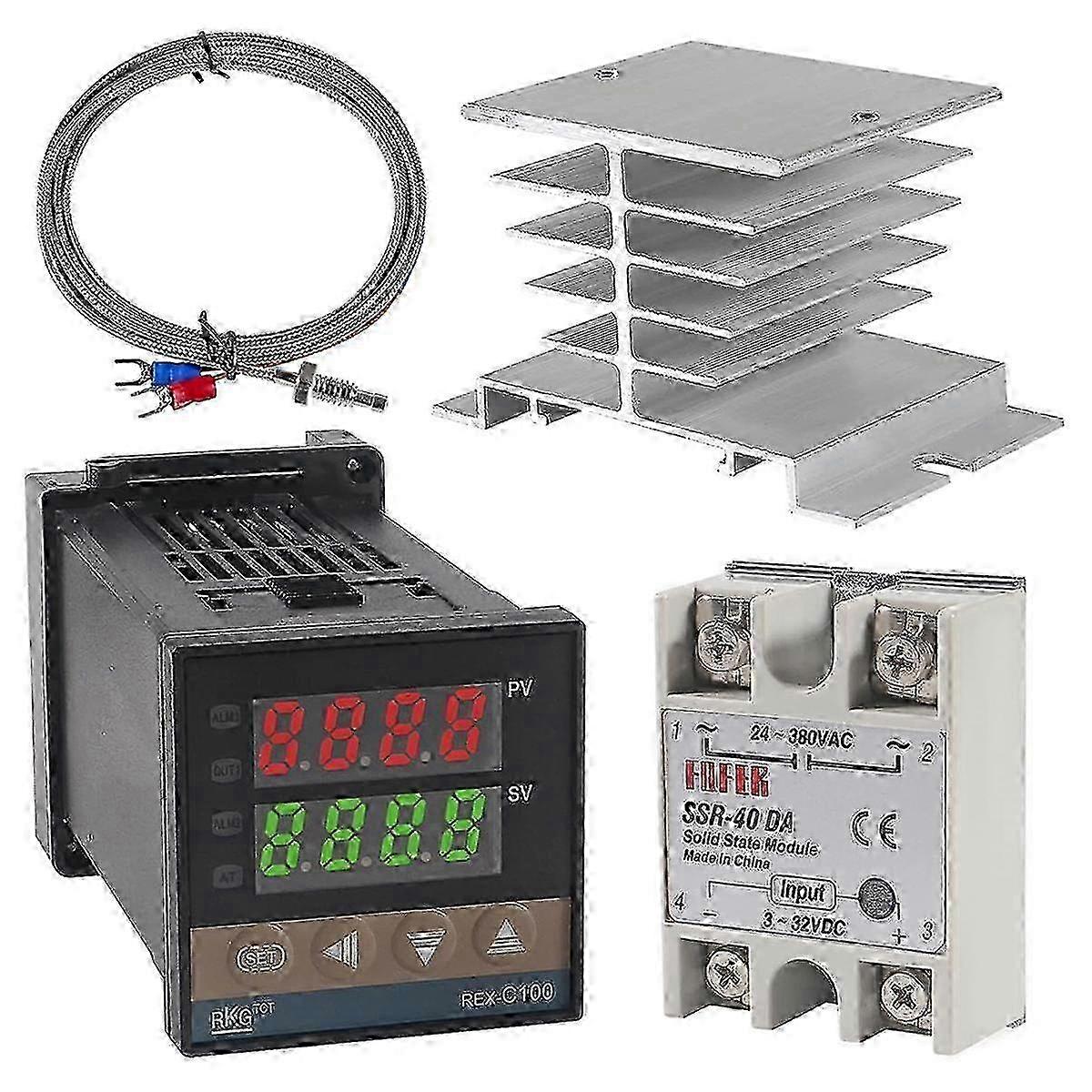 -Temperature Controller -C100 Thermostat Kit High Voltage 100ACV to 240ACV+SSR Relay 40DA+ K Probe