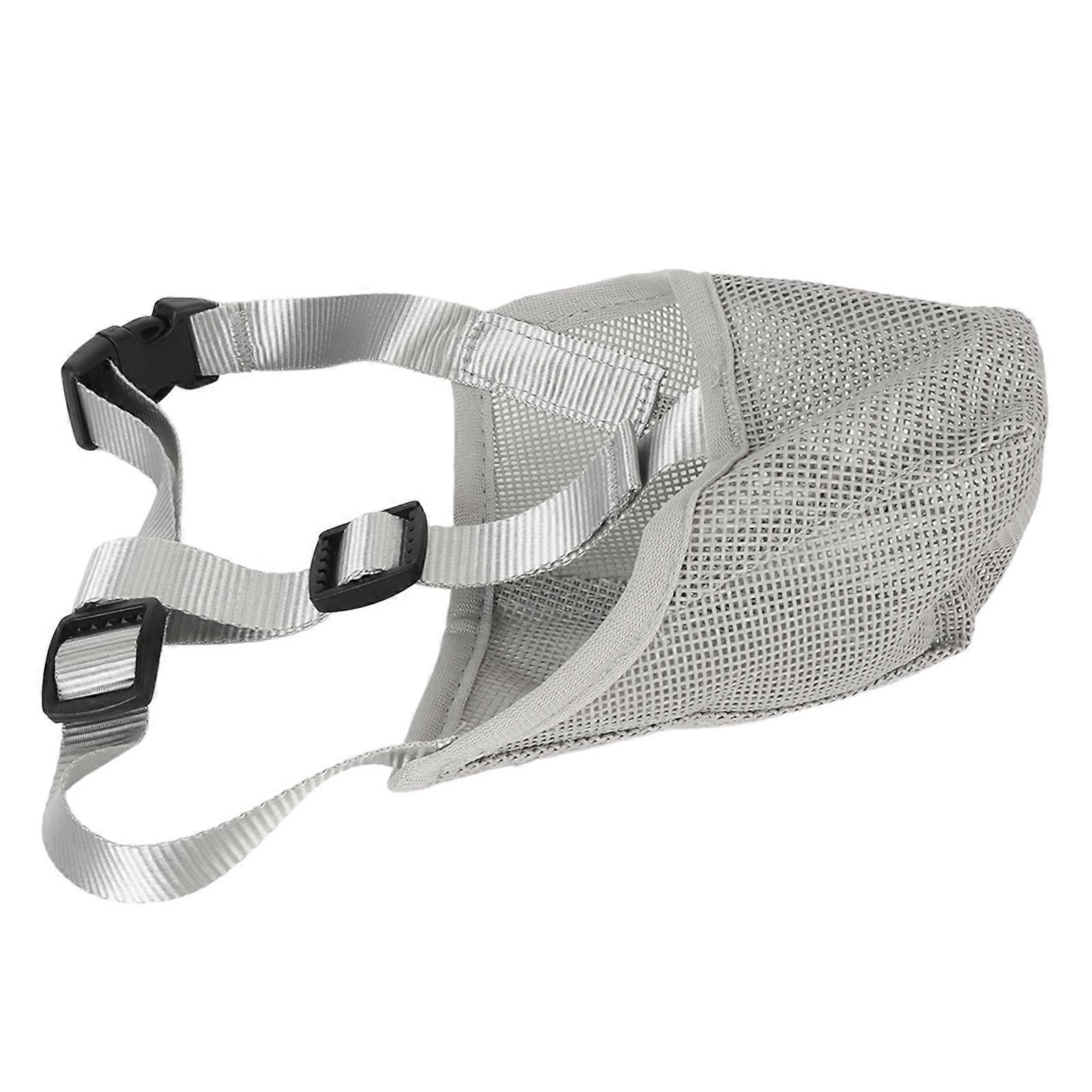 Dog Muzzle Breathable Adjustable Prevent Biting Chewing Pet Mesh Muzzle for Outdoor Training Gray XLSH