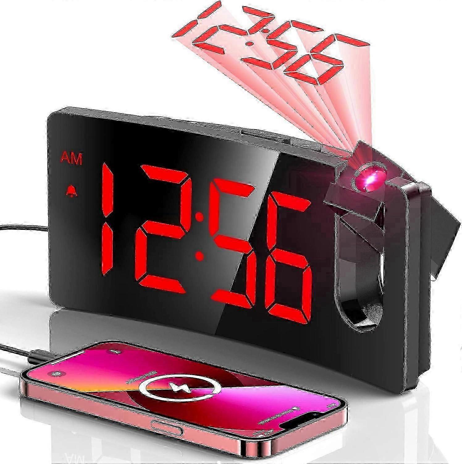 Projection Alarm Clock, Digital Clock with 180 Rotatable Projector, 3-Level Brightness Dimmer,-Yvan walkbee SZRH A-F