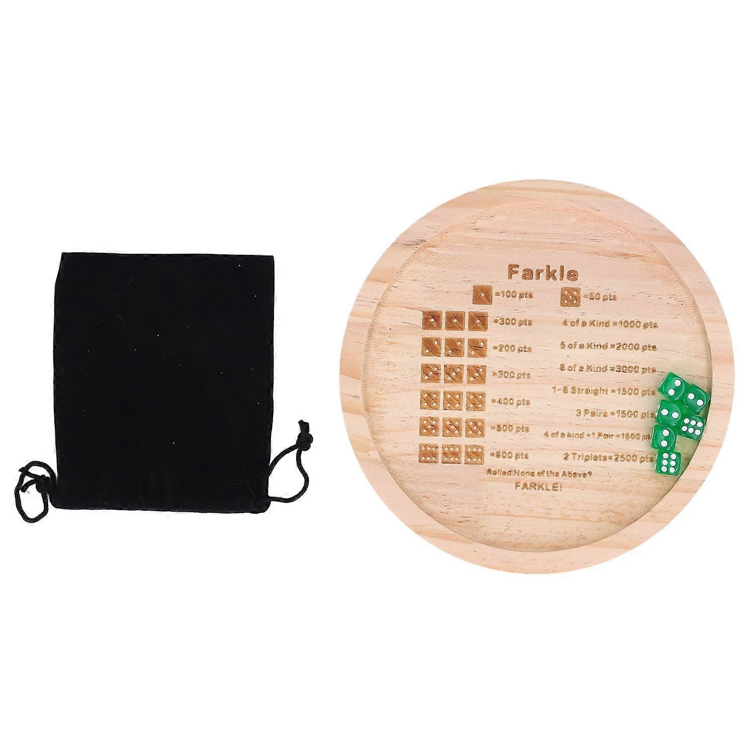 Farkle Dice Tray Improve Math Skills Wooden Classic Dice Game Tray for Family Game Round 18cm