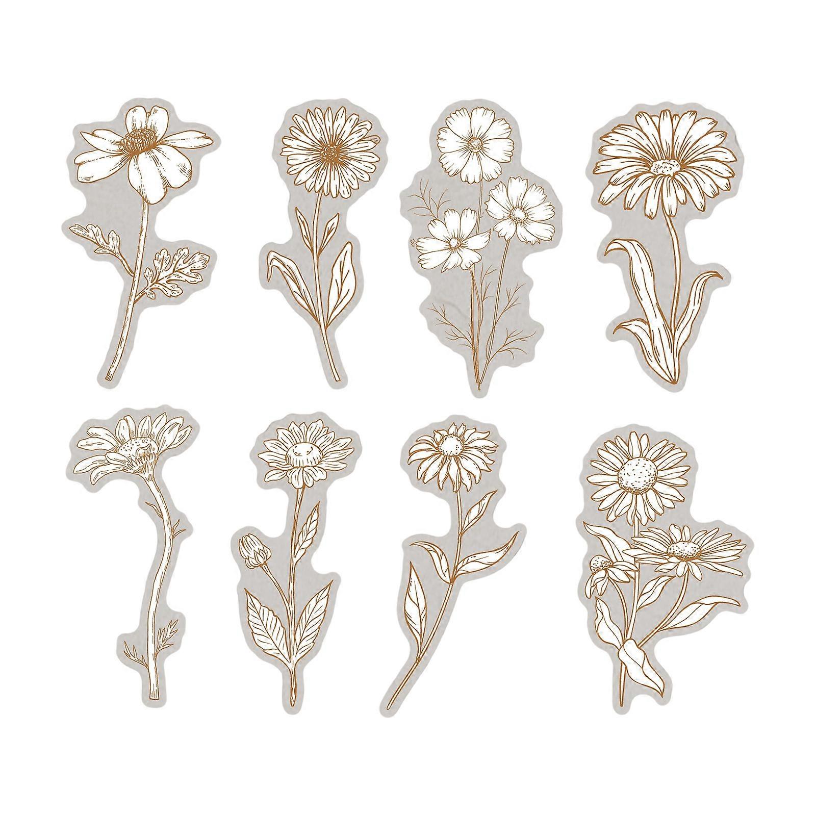 Retro Colorful Flower Scrapbooking Sticker Clear PET Texture Journaling Paster Suitable for Crafts and Planners Multicolor