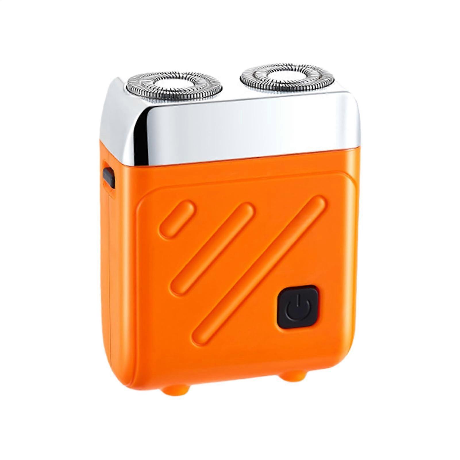 Electric Shaver Waterproof Cordless Rotary Razor for Beard Head Body Grooming 360° Wet Dry Use Orange