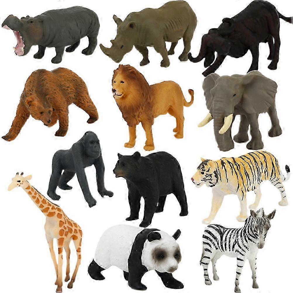 Forest Animals Playset with 12 Mini PVC Figures for Cognitive Development