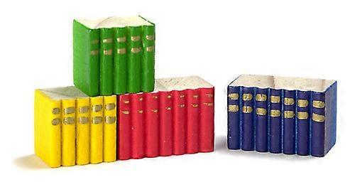 Dolls House Multicoloured 4 Block Wooden Book Set Study Accessory