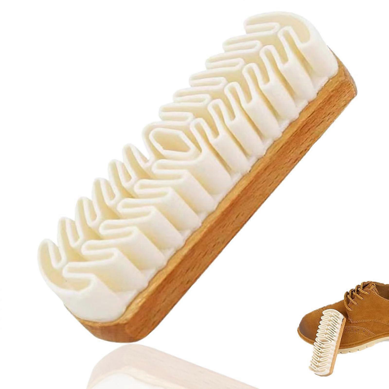 Suede Shoe Brush and Eraser with Soft TPR Crepe, Wooden Handle Cleaner for Shoes, Bags, Jackets, Sofas (1pc)