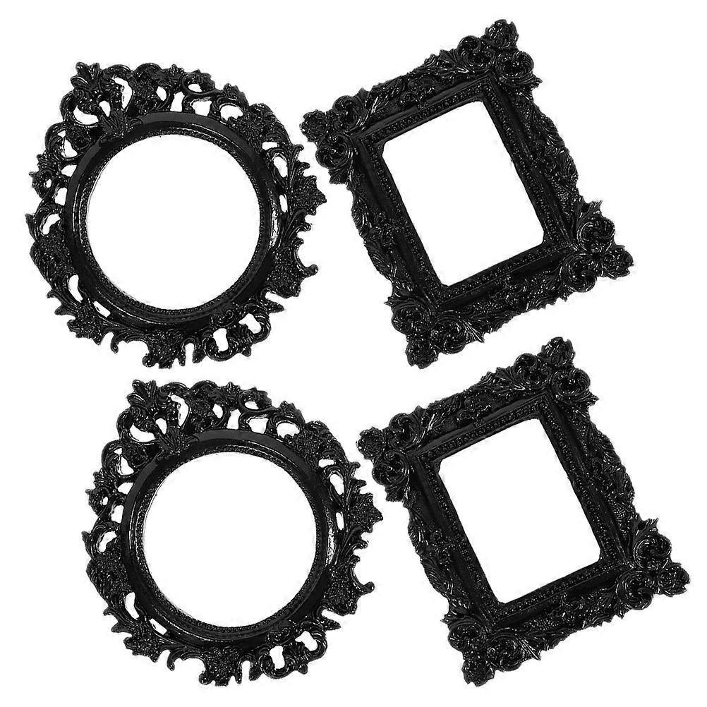 Mini Resin Picture Frames for Photo Display 4Pcs Black Decorative Set