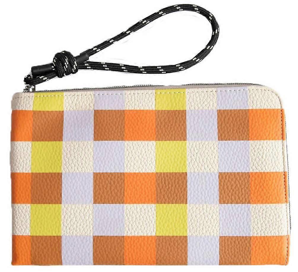 Caroline Gardner Check Travel Pouch - Pink/White/Orange