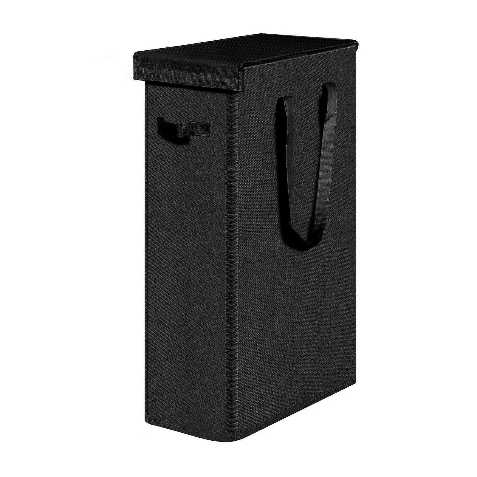 Foldable Laundry Hamper with Lid and Handles Space Saving Basket for Clothes Towels Toys 66L Black