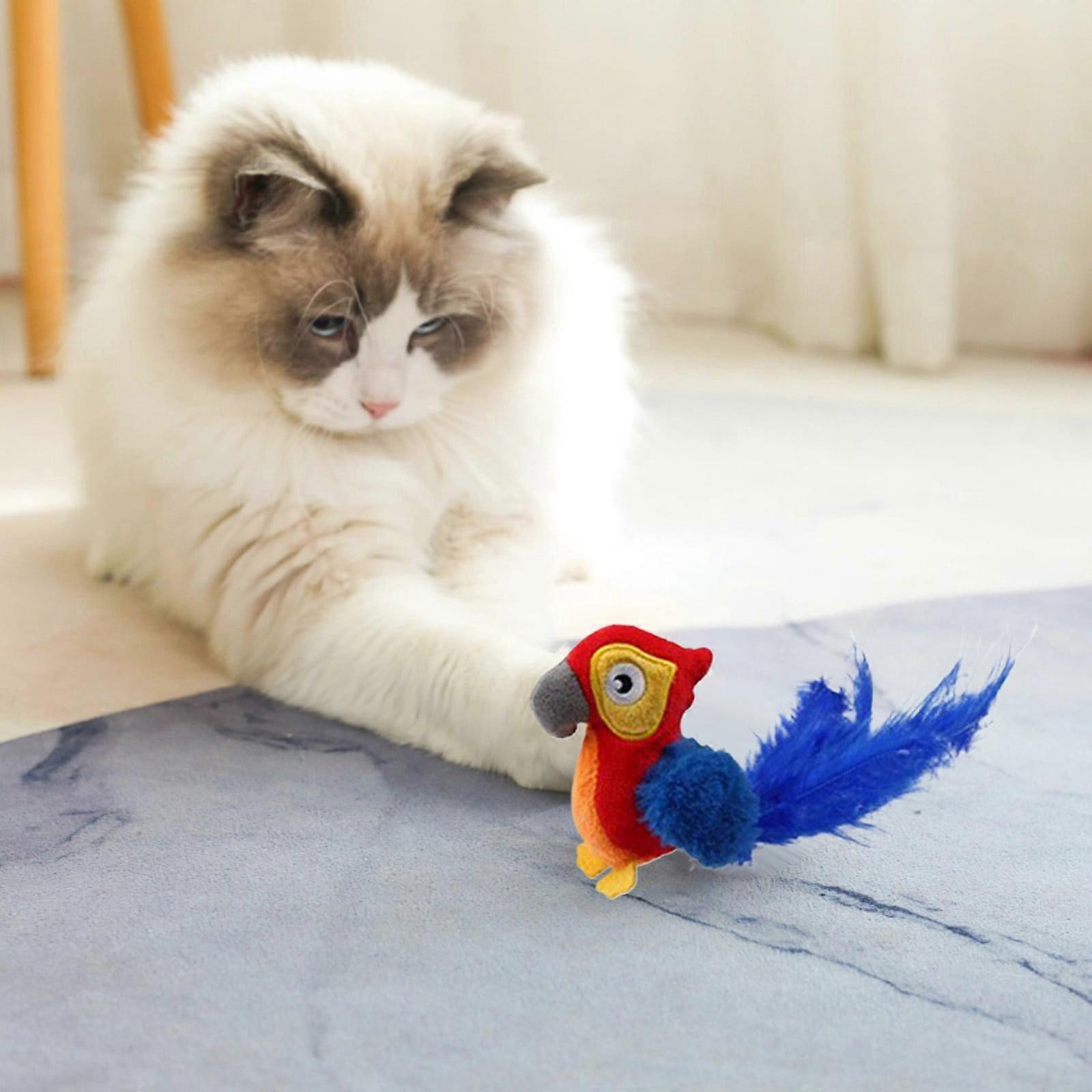 Miayilima Gigwi Cat Toys for Indoor Cats, Interactive Chirping & Touch-Activated Electric Rechargeable Catnip Toys with Feather Tail, Princess Red