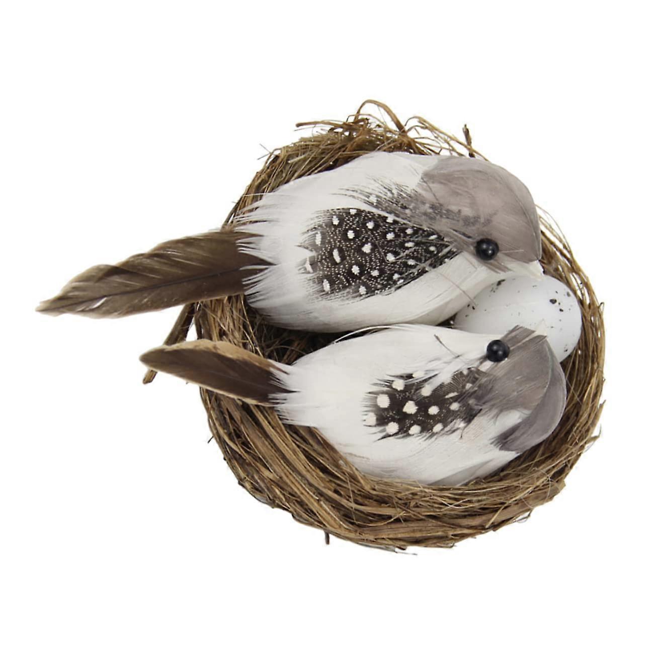 Easter Birds Nest Decoration with Eggs Lifelike Simulation for Garden Home Office