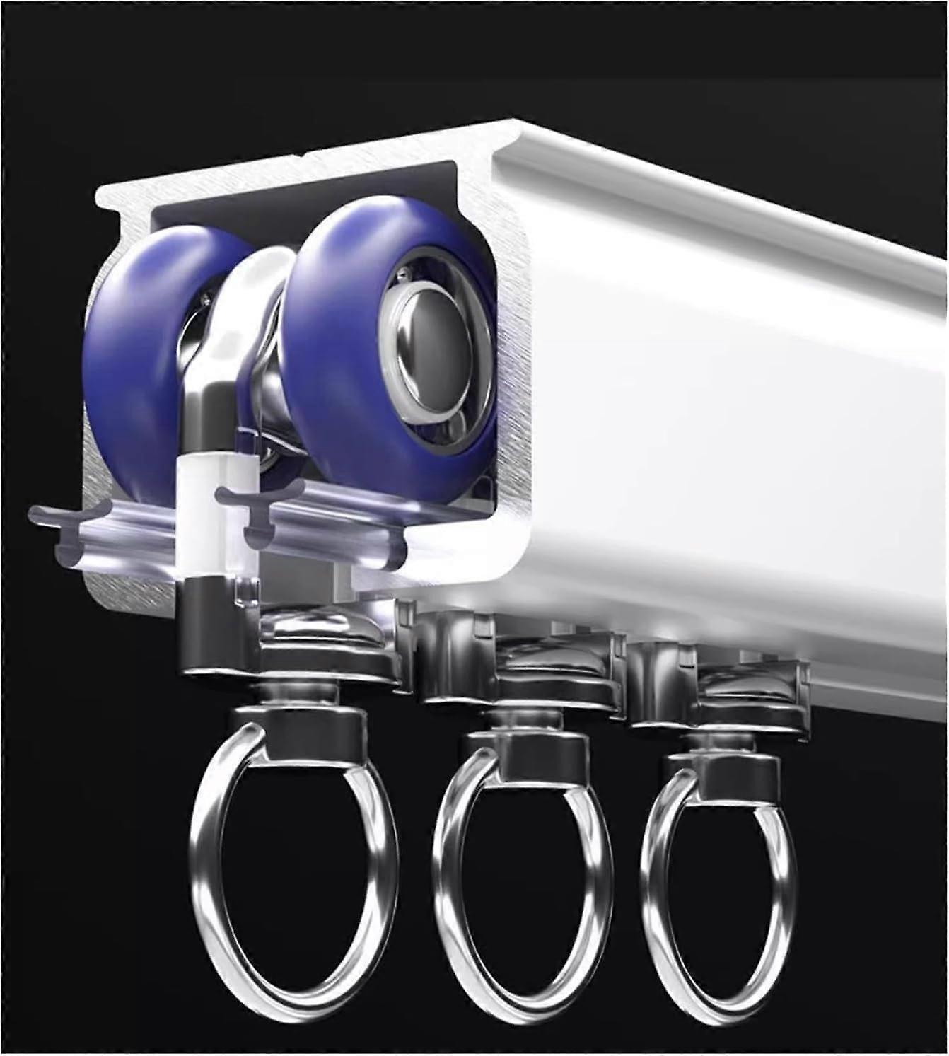 Heavy Duty Curtain Track Rail with Hooks, Cuttable Straight Valance Rod 20ft White Ceiling Mount