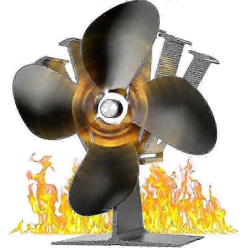 Heat-Powered Wood Stove Fan with 4 Blades, Quiet Operation from 40C for Efficient Fireplace Heating
