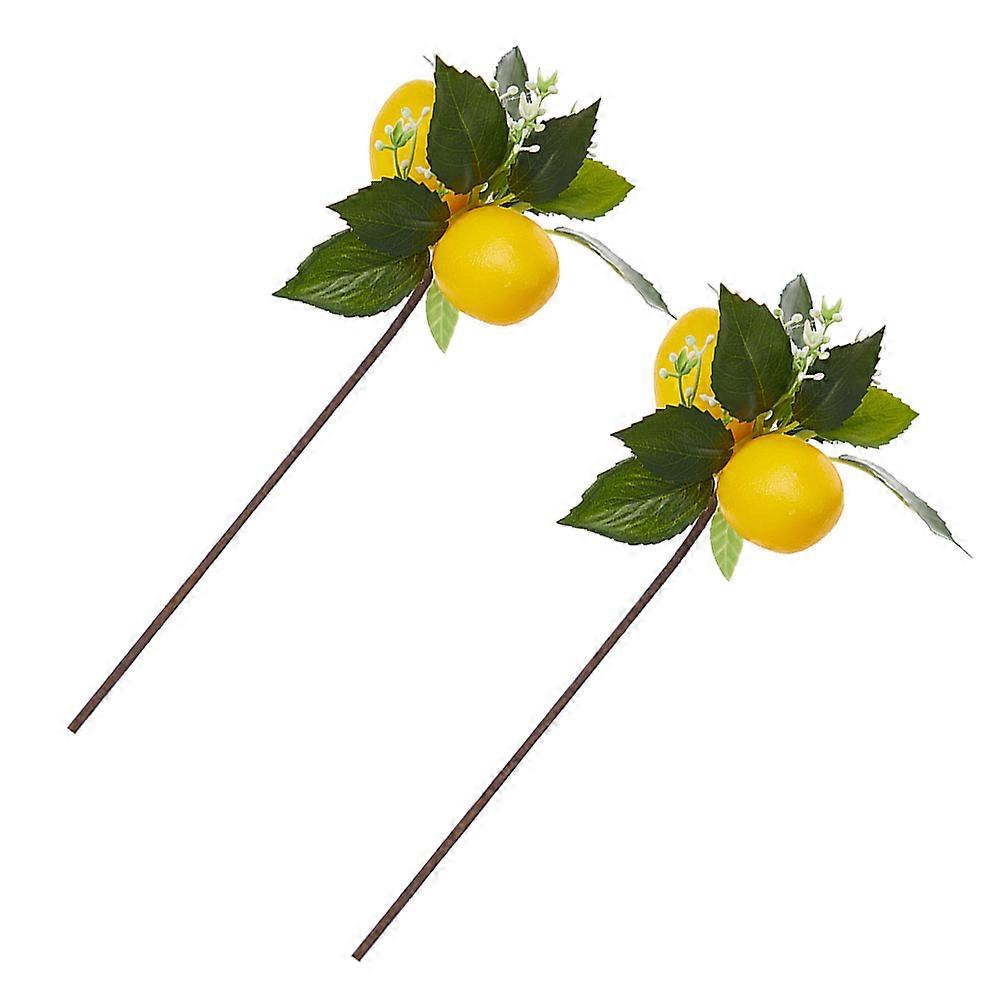 Artificial Lemon Branches DIY Lemon Napkin Ring for Party Use 2Pcs