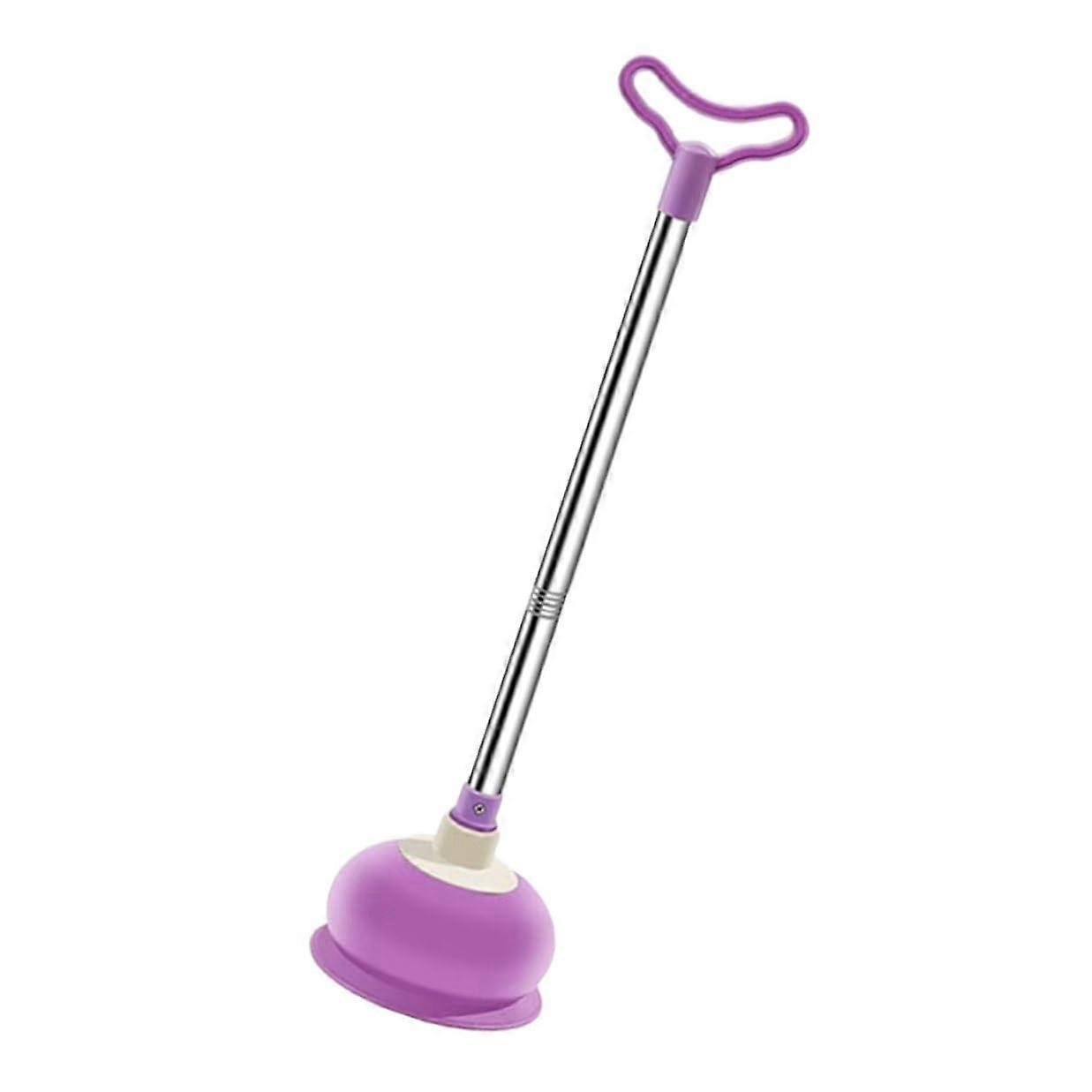 Heavy Duty Toilet Plunger with Rubber Suction Cup and Detachable Handle for Bathroom Clog Removal Purple