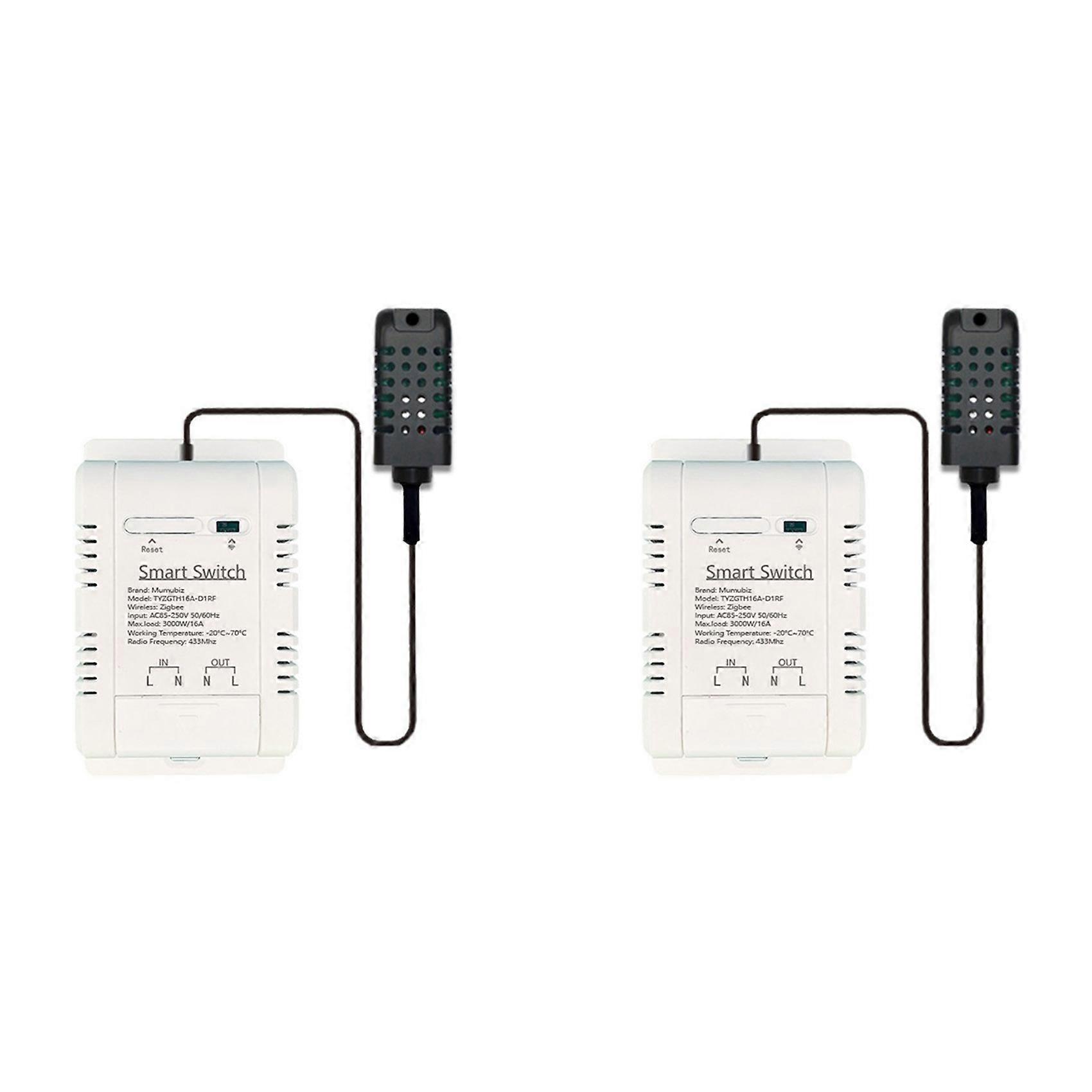 2X for Tuya Zigbee Smart Switch with Temperature Humidity Sensor 16A 3000W Thermostat for Alexa Google Home Yandex Alice
